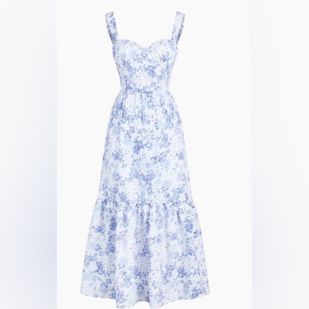 Forget me not floral pockets zippered long dress